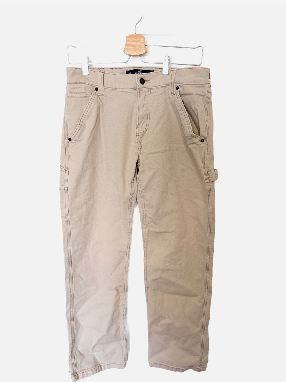 Men's Hollister Beige Work Pants - Classic Utility Style